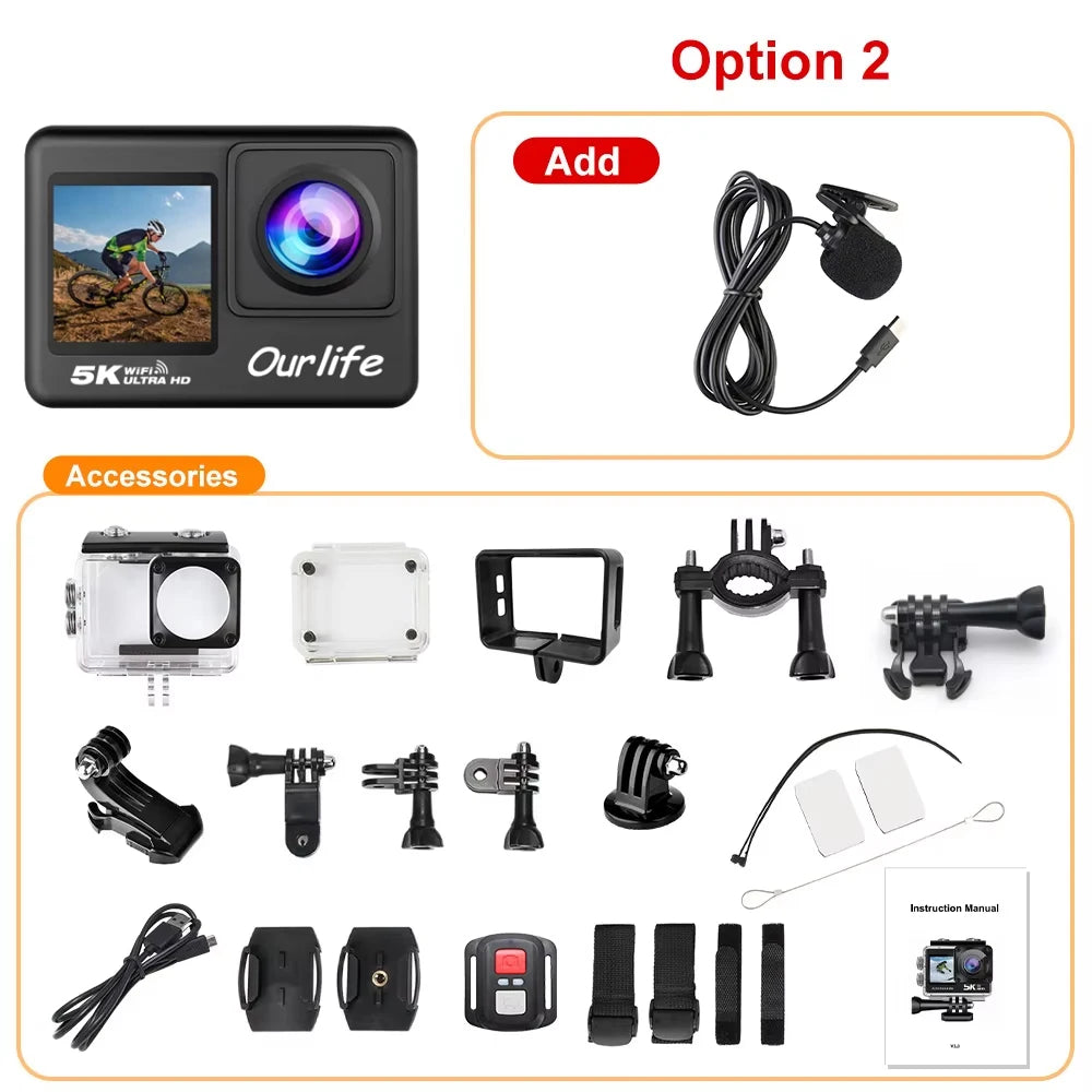 Ourlife 5K Action Camera 4K60FPS Waterproof