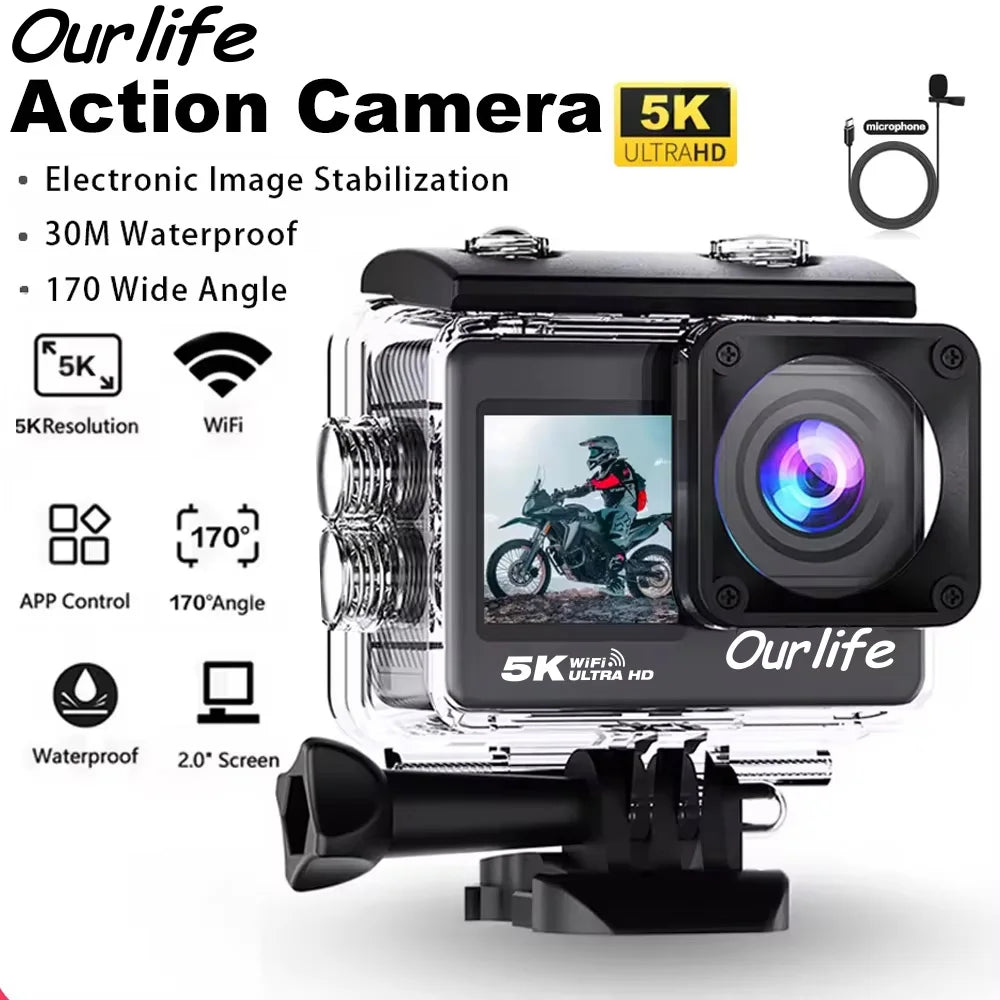 Ourlife 5K Action Camera 4K60FPS Waterproof
